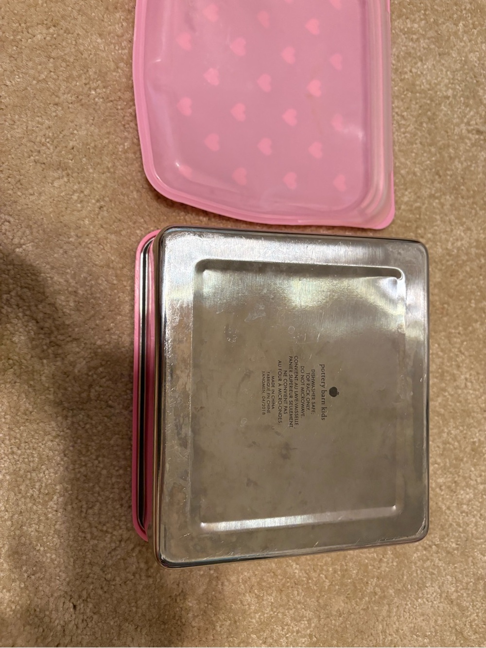 Pottery Barn Kids Pink and White Heart Lunchbox Container - Picture 2 of 3